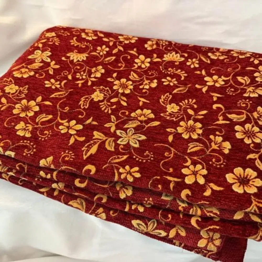 Red and Gold Throw Floral Upholstery Fabric